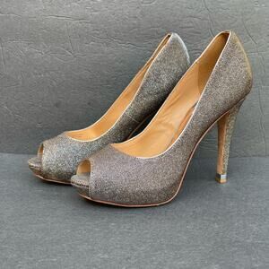 Badgley Mischka Gold Silver Peep Toe Heels 7.5